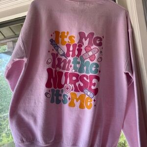 Gildan Pink Nurse Graphic Sweatshirt